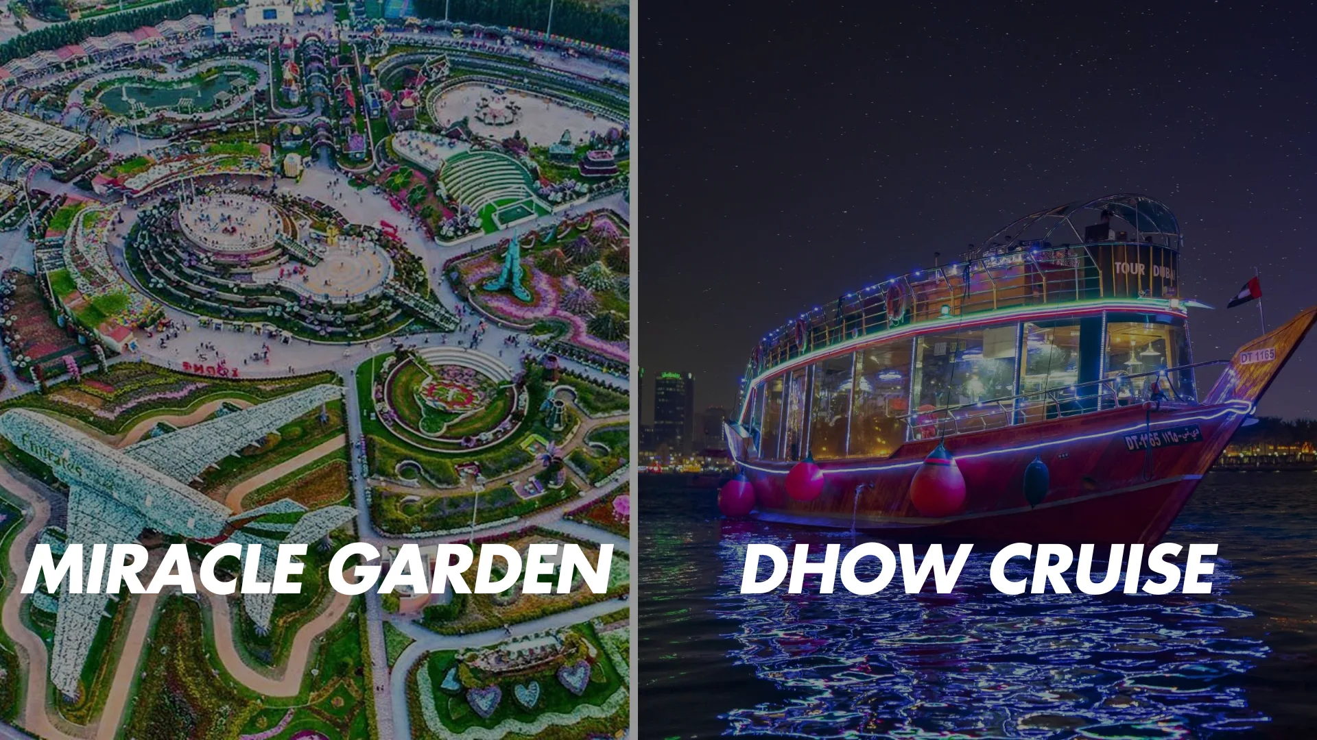 Miracle Garden with Dhow Cruise Tour