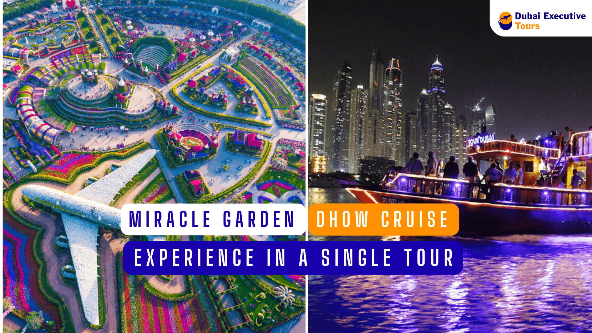 Dubai Miracle Garden & Dhow Cruise Experience in a Single Tour